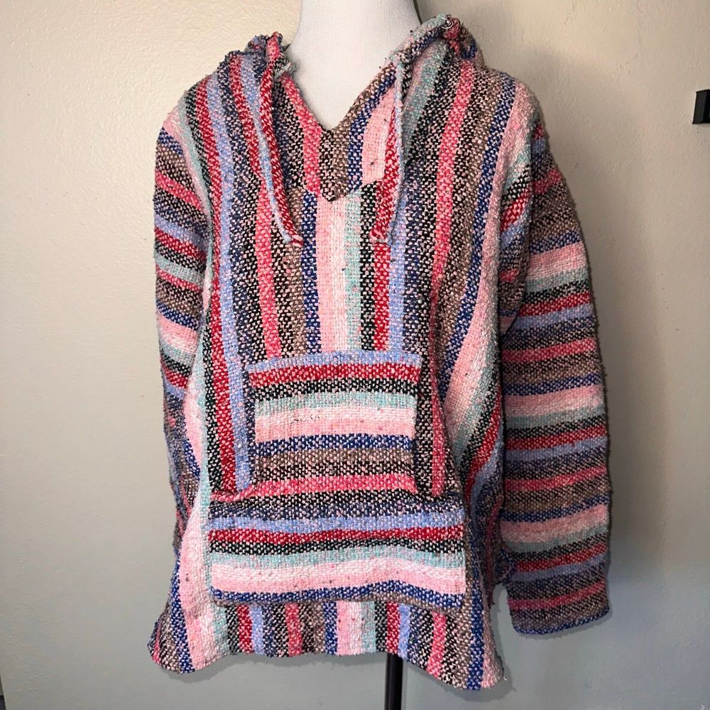 Baja Hoodie Hippie Surf Poncho Sweater Sweatshirt Pullover Jerga
